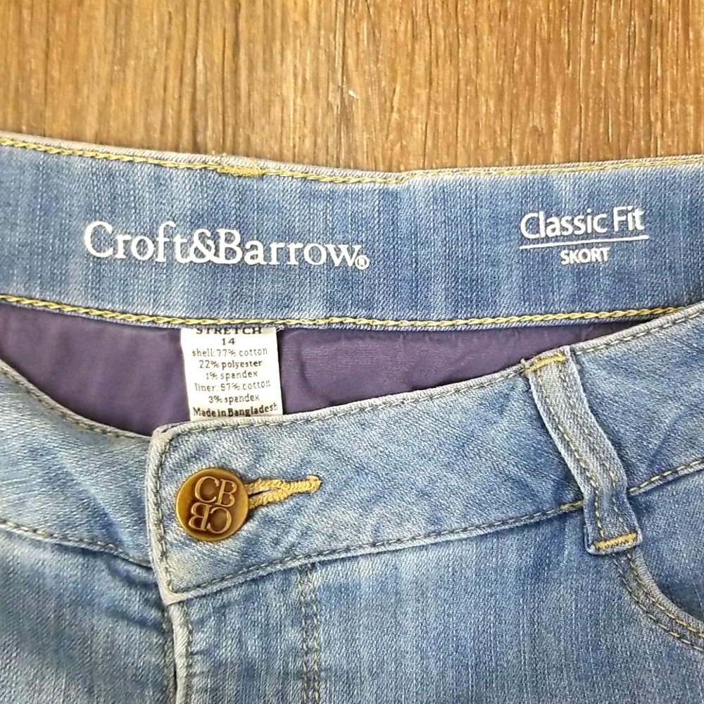 Croft & Barrow Classic Fit Stretch Ladies Women Size 14 Blue Skirt - Picture 2 of 3
